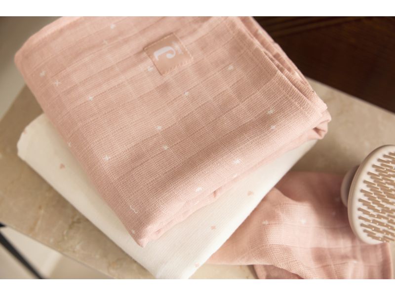 Jollein Mulltuch Nuscheli 3er Set Wild Rose 70 cm x 70 cm Multifunktionale Spucktücher