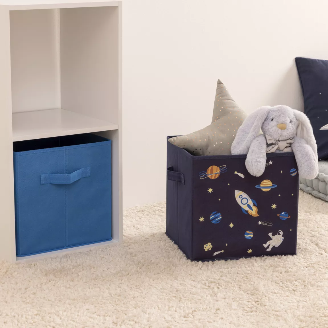 Lot de 2 paniers de rangement enfant (29 x 29 cm) Espace Bleu