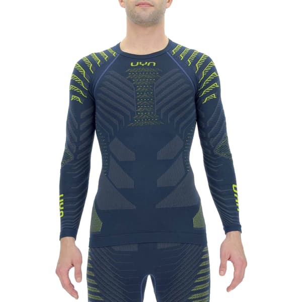 T-shirt thermique UYN MAN RESILYON UW SHIRT LG_SL.ROUND NECK DARK BLUE/YELLOW