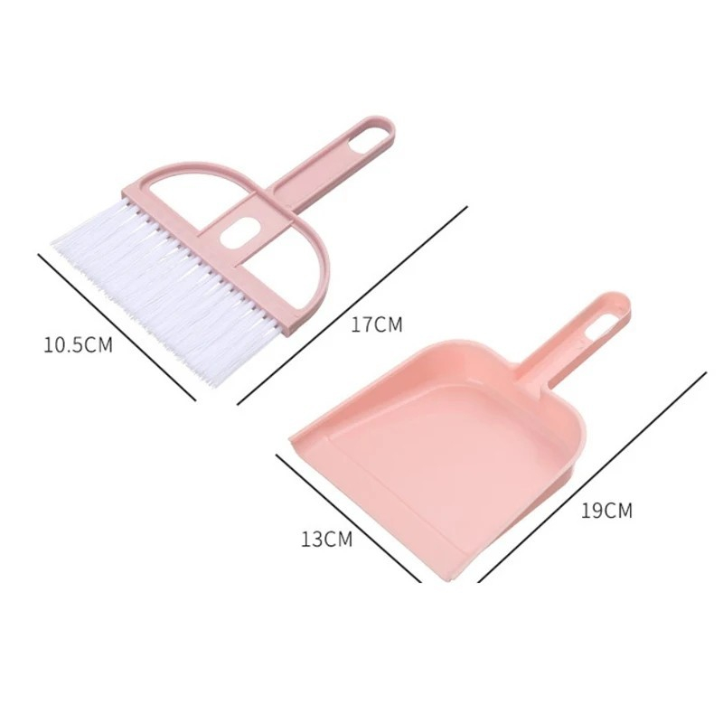 (2-tlg. Set) Mini Besen mit Kehrschaufel Haushalt Handfeger Desktop Reinigungs Hilfe - Blau