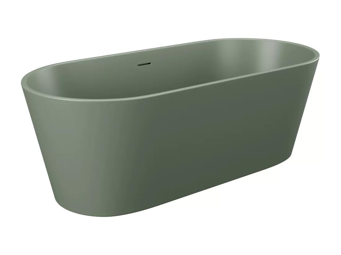Baignoire îlot ovale - 255L - 159 x 74 x 56 cm - Kaki mat - Acrylique - LUZECA