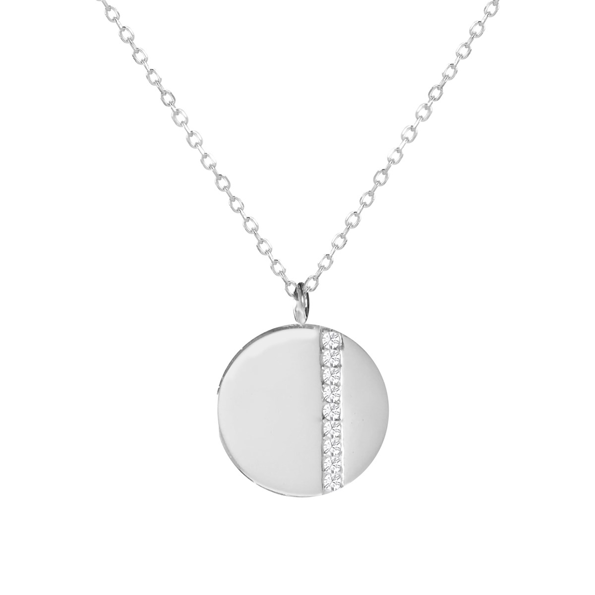 Collier rond en argent 925 rhodié et oxydes de zirconium