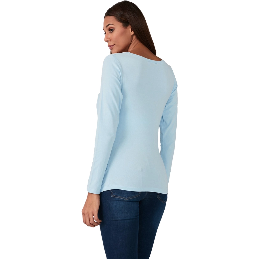 M.M.C. Umstandslangarmshirt Neugieriges Baby mit Motiv Babyblau