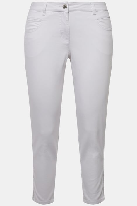 Twillhose, Slim Fit, Paillettenstreifen, teilelastischer Bund