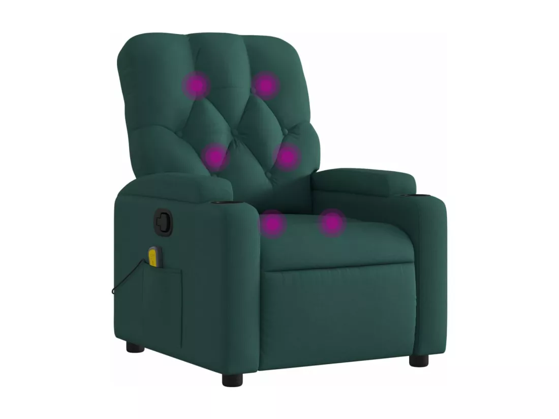 Fauteuil de massage inclinable Vert foncé Tissu