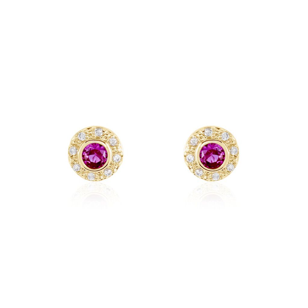 Boucles D'oreilles Puces Plaqué Or Eugenie Pierre Synthétique