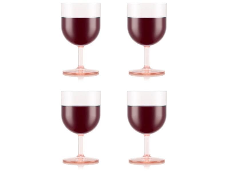 Bodum Outdoor-Weinglas Oktett 250 ml, Rosa, 4 Stück Rotweingläser für draussen