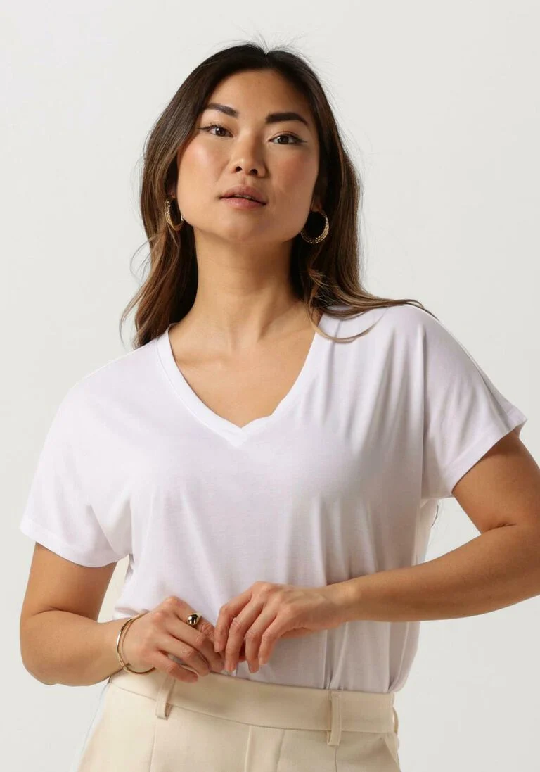 MSCH COPENHAGEN ecru msch copenhagen t-shirt mschfenya modal v neck tee