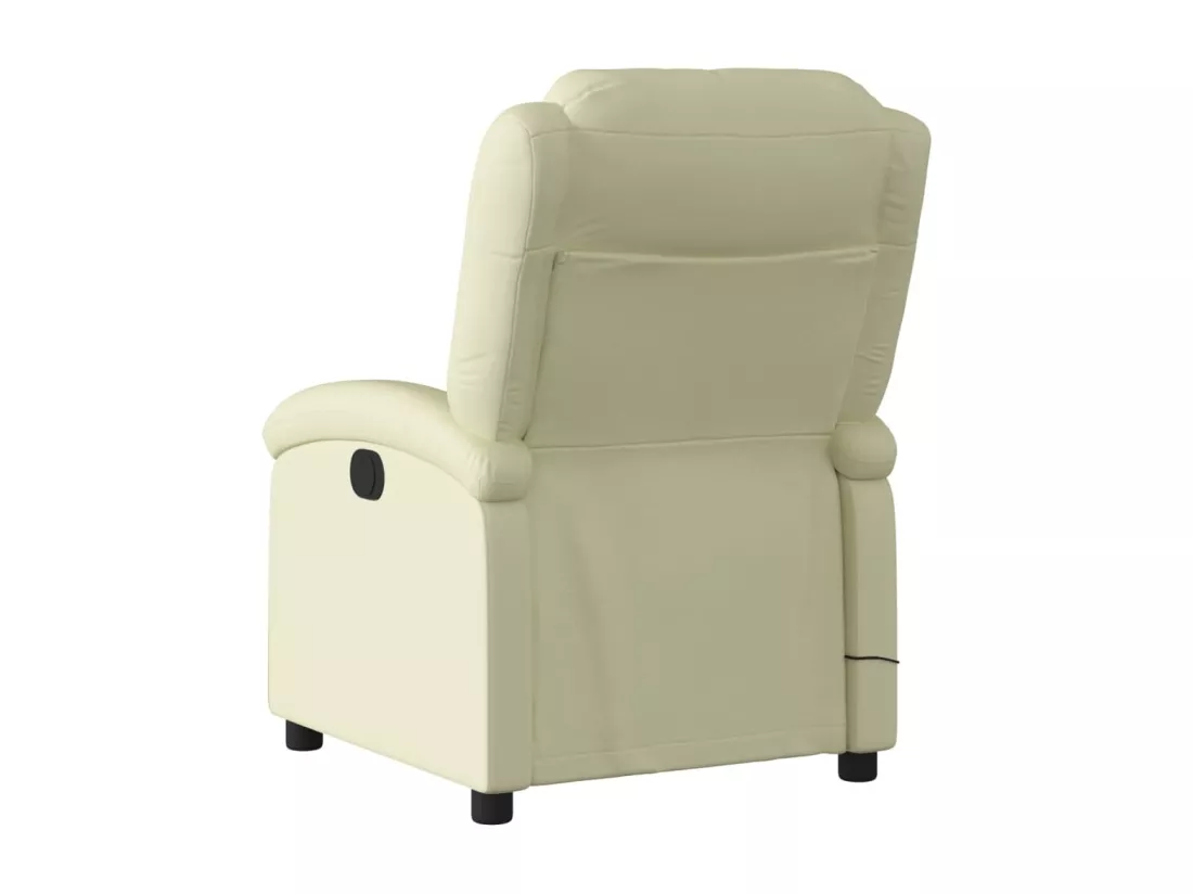 Fauteuil massant inclinable crème cuir véritable