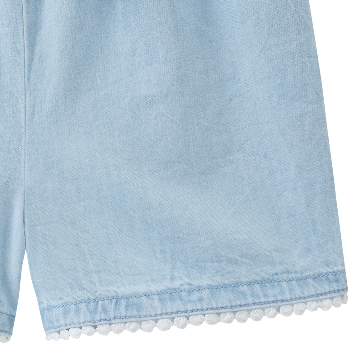 Topomini Baby Shorts mit Häkelkante hellblau