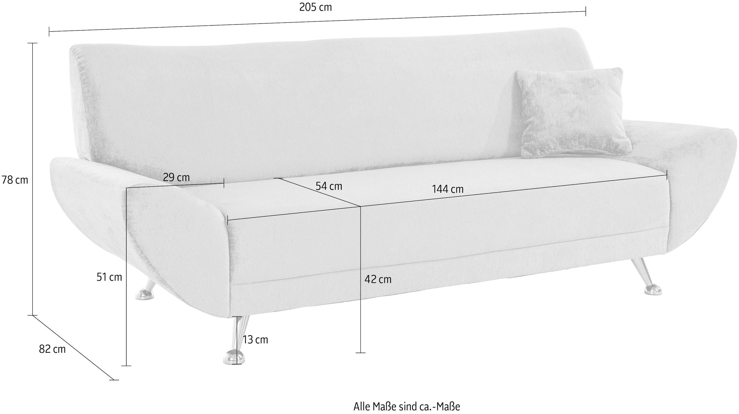 INOSIGN 3-Sitzer »Saltare elegant und komfortabel, toller Designfuss«