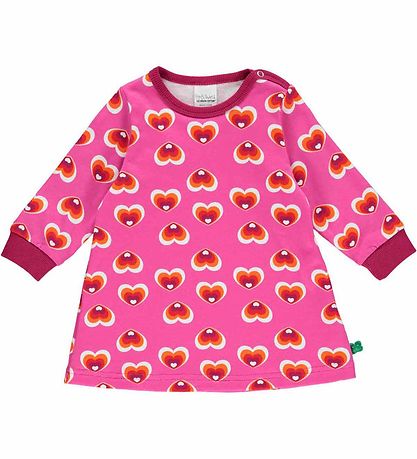 Freds WoRød Sweatkjole - Heart - Fuchsia