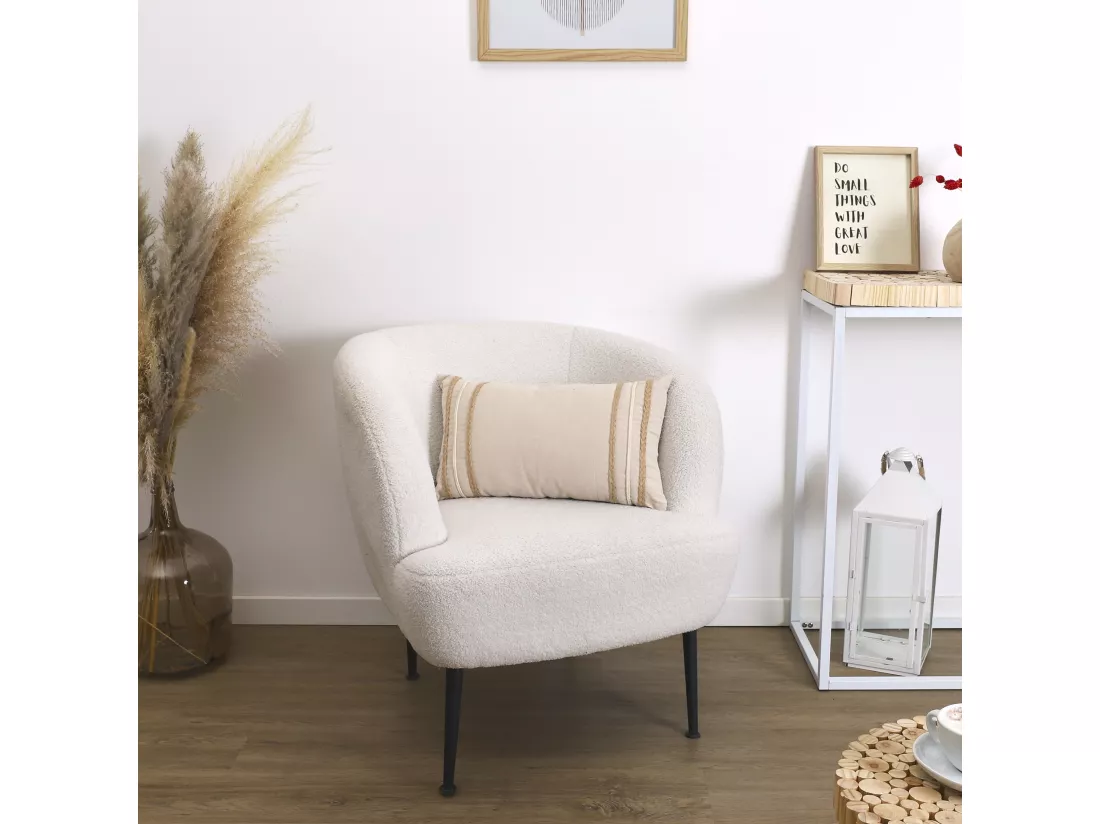 Coussin Beige Et Blanc Tresse 30x50cm