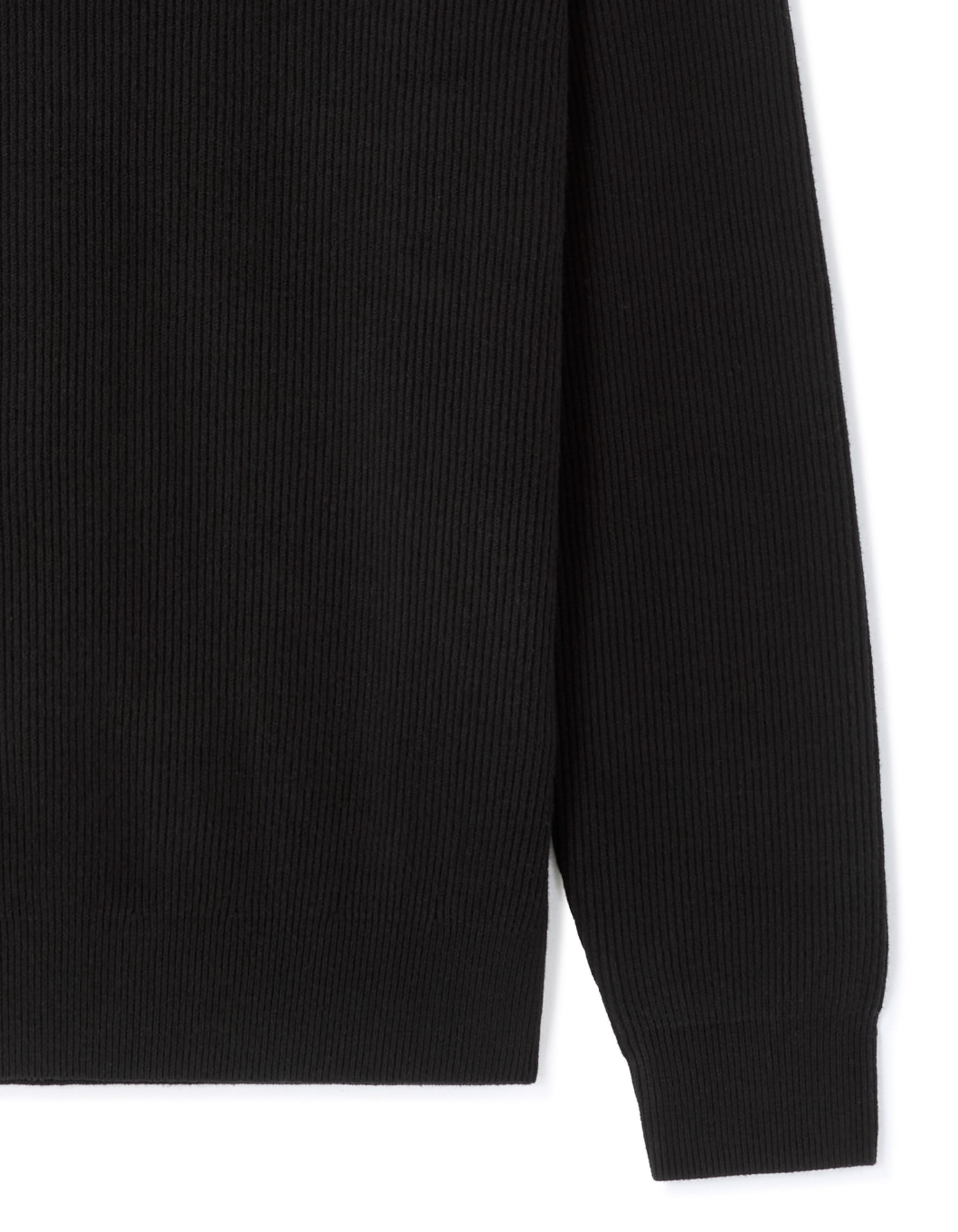 Pull col polo côtelé - noir