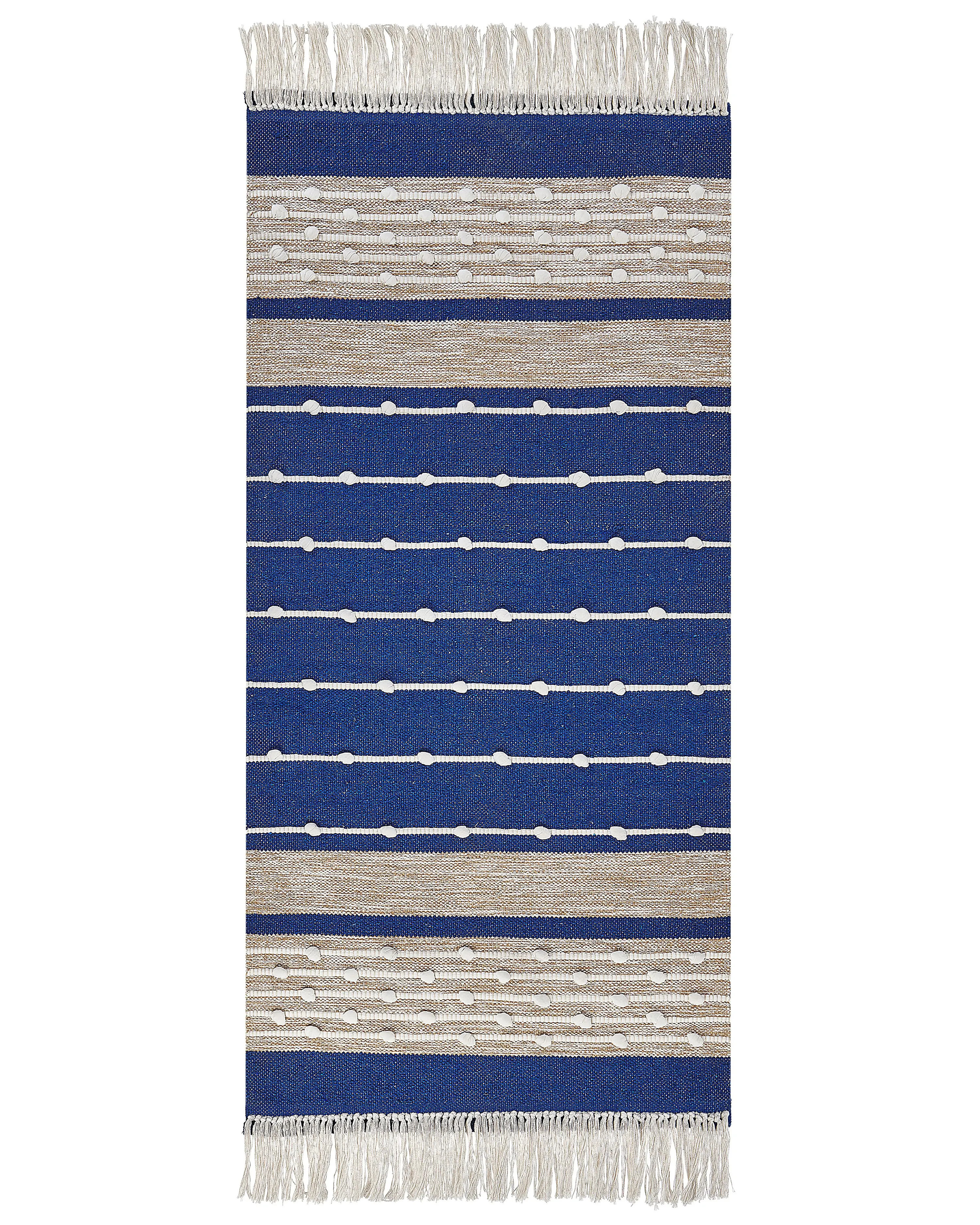 Vloerkleed KONDHALI Blauw 80 x 150 cm Katoen