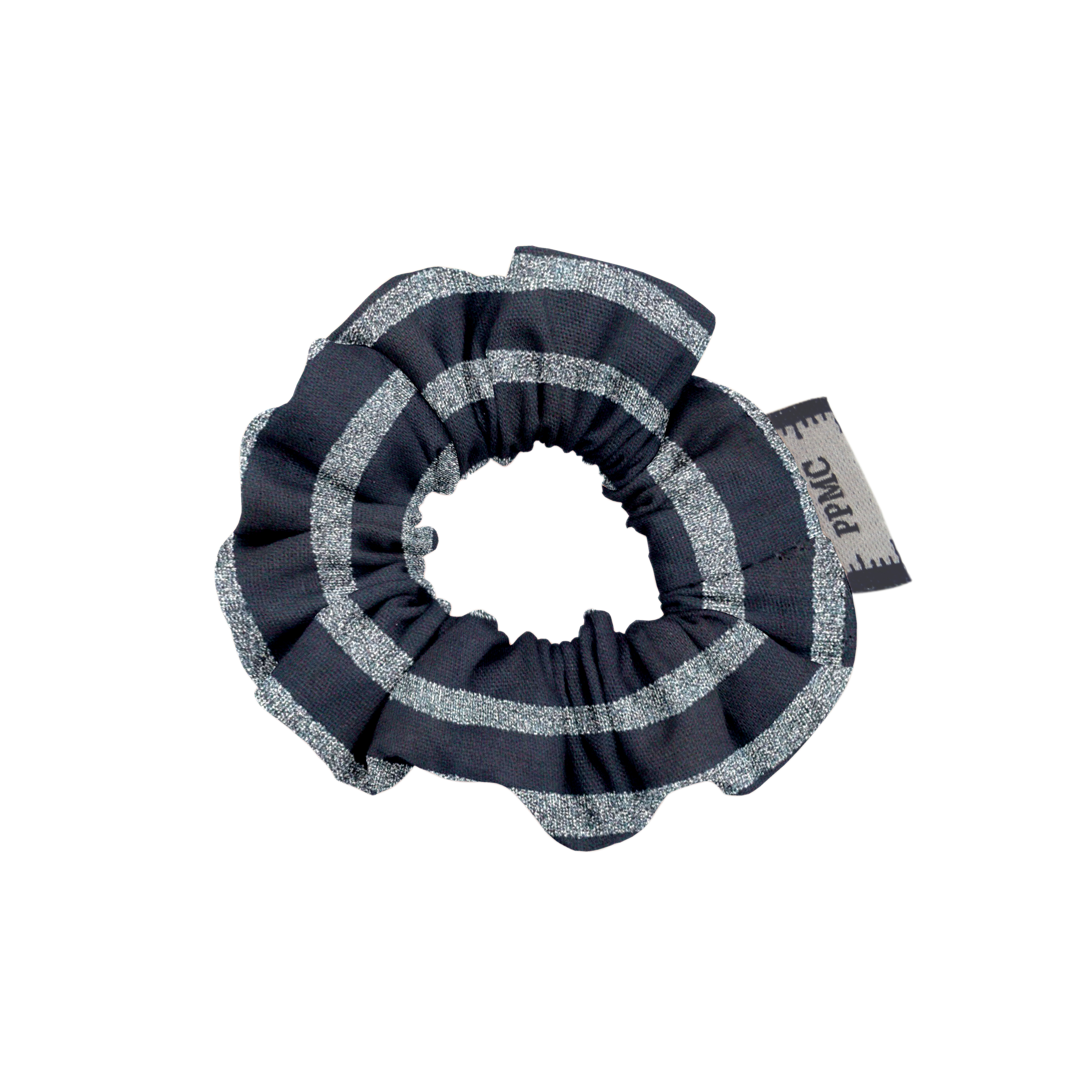 Mini Chouchou Rayé Argent Marine