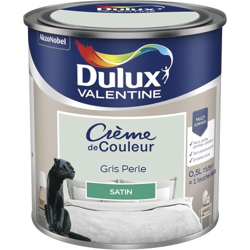 Peinture 0.5 L Crème de Couleur Satin - Gris Perle