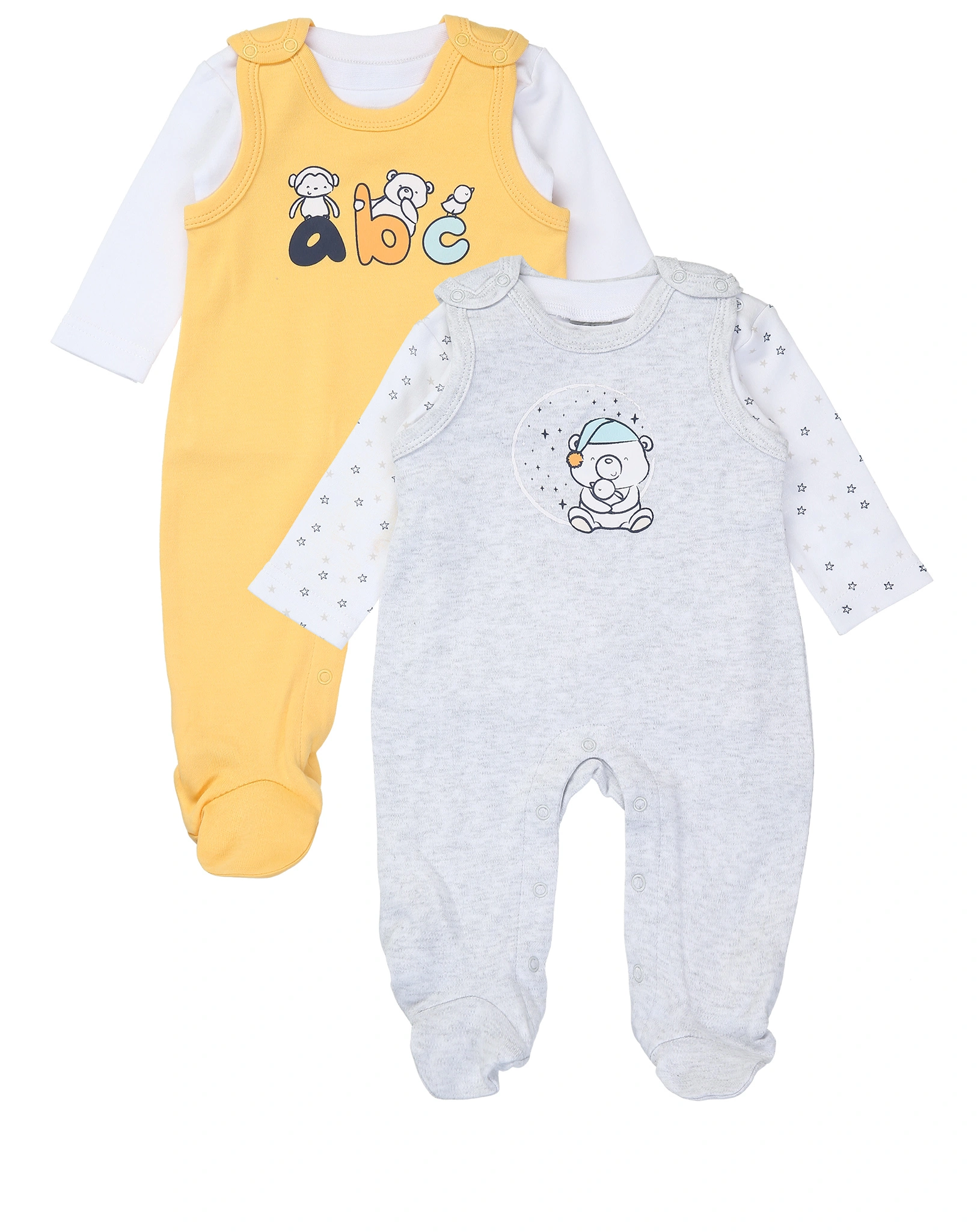 Strampler ABC BÄR mit Langarmshirt 2er-Pack in bunt