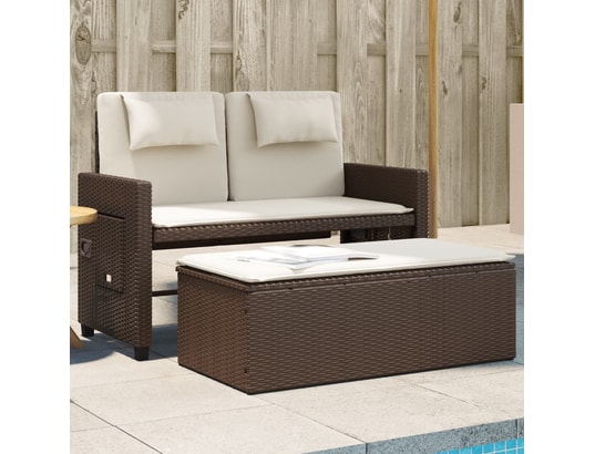 VIDAXL - Banc de jardin Banc inclinable de jardin avec coussins marron résine tress...