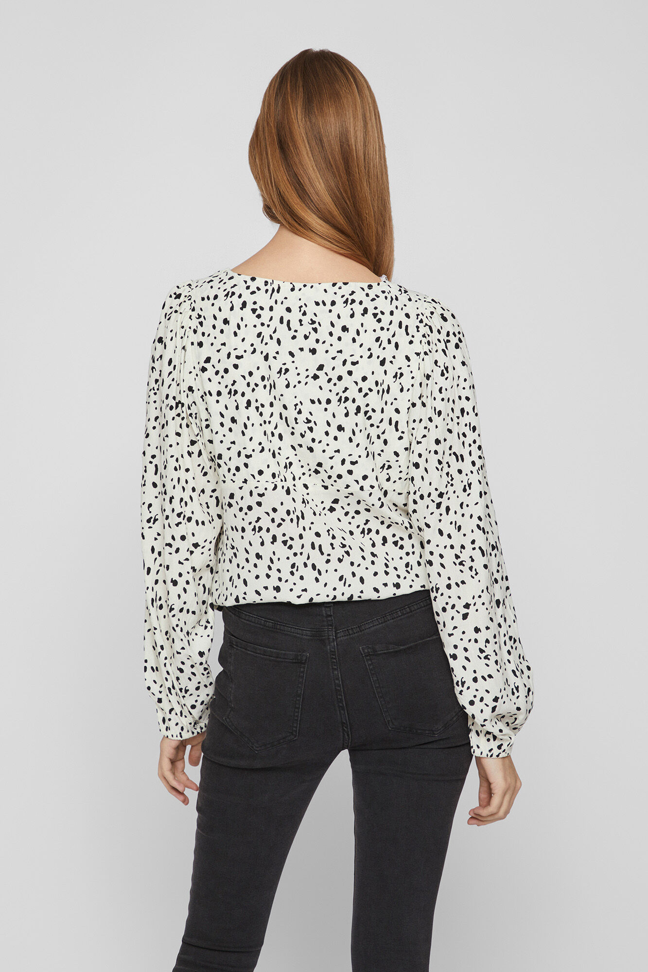 Blusa comprida de manga comprida com modelagem solta - Cinza