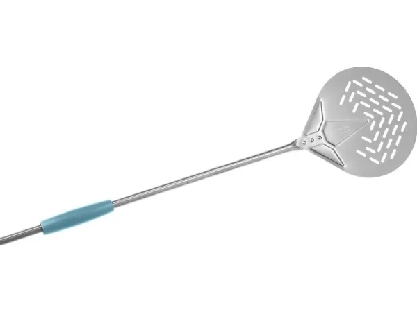 Gi.Metal Evoluzione Round Perforated Turning Peel Ø17 cm Handle 120 cm