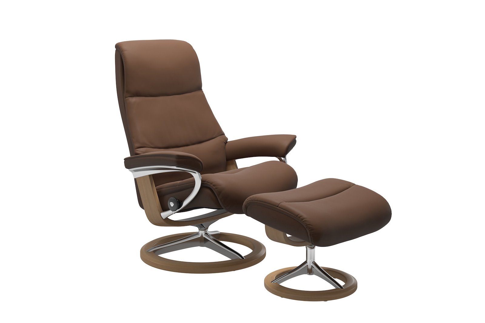View Signature (M) Stol m/krakk I hud Batick Spesial Warm Brown og Signature understell i eik og krom