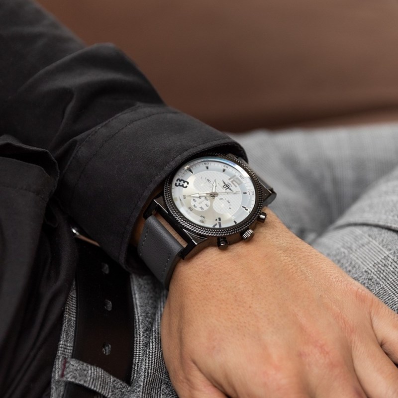 Montre Homme M. JOHN bracelet Cuir Gris