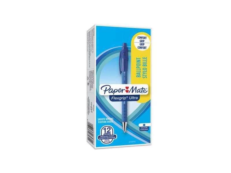 Paper Mate Kugelschreiber Flexgrip Ultra 1 mm, Blau Kuli für Schule oder Büro