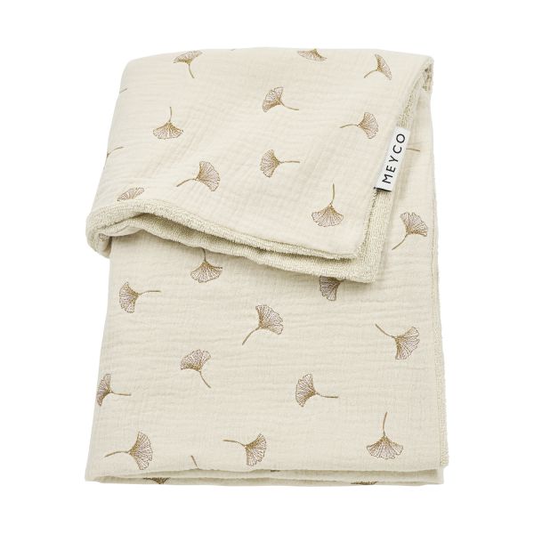 Meyco Deken Borduur Pre-Washed - 100 x 150 cm - Hydrofiel/Badstof Ginkgo - Soft Sand