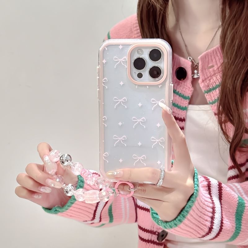 Fonekase - Bow telefoonhoesje / bandje / set - iPhone 16 Pro Max / 16 Pro / 16 Plus / 16 / 15 Pro Max / 15 Pro / 15 Plus / 15 / 14 Pro Max / 14 Pro / 14 Plus / 14 / 13 Pro Max / 13 Pro / 13 / 13 Mini