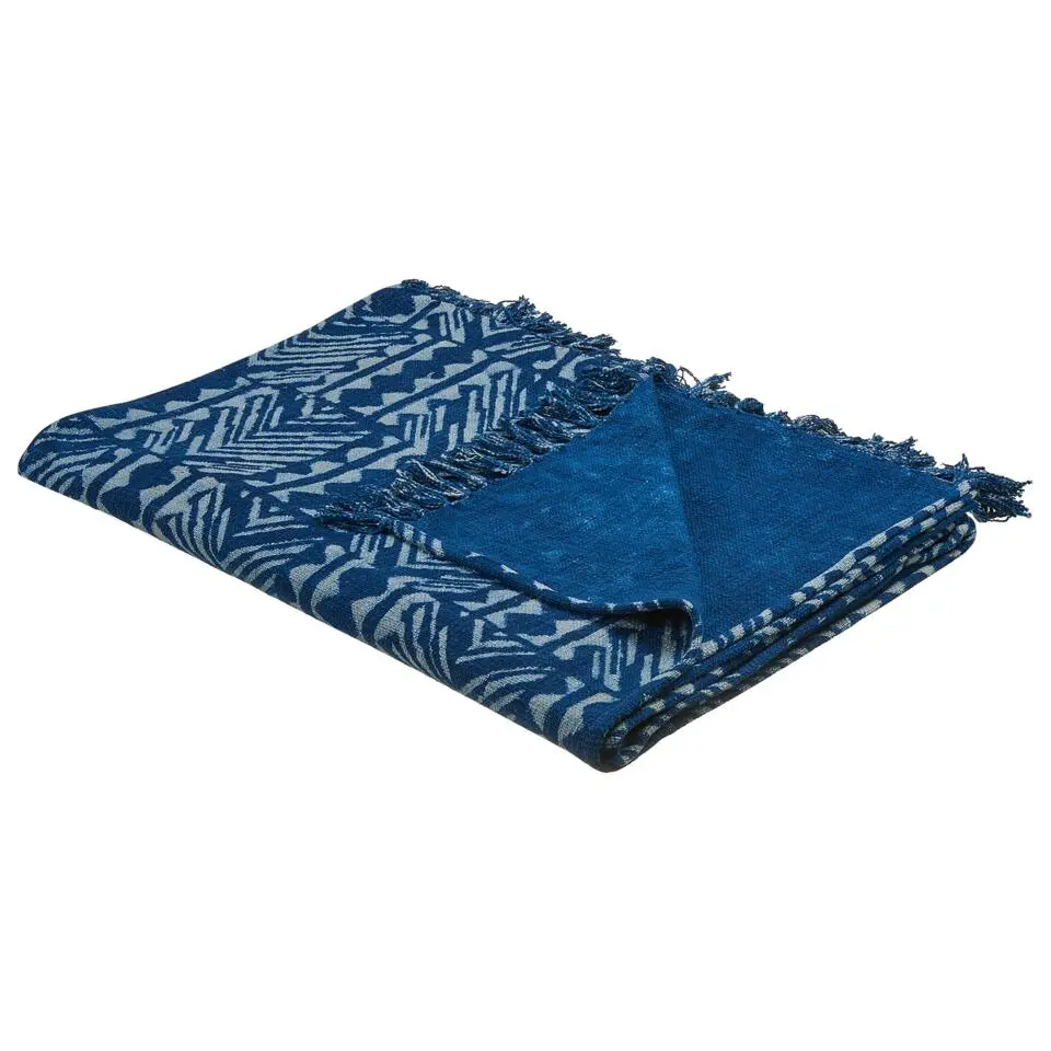 SHIVPURI - Plaid - Blauw - 130 x 180 cm - Katoen