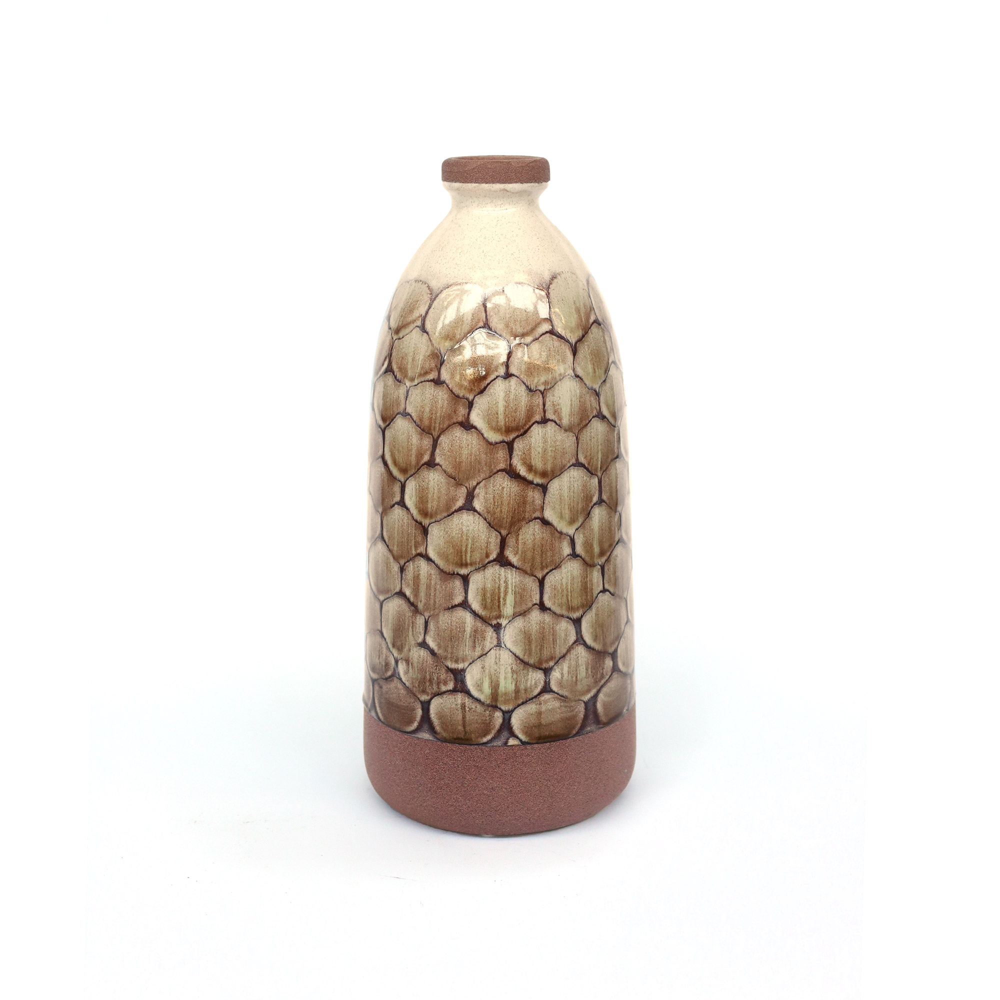 Keramikvase 'Peades', braun-weiß, H 45,5 cm, Ø 19,7 cm von fischer's lagerhaus