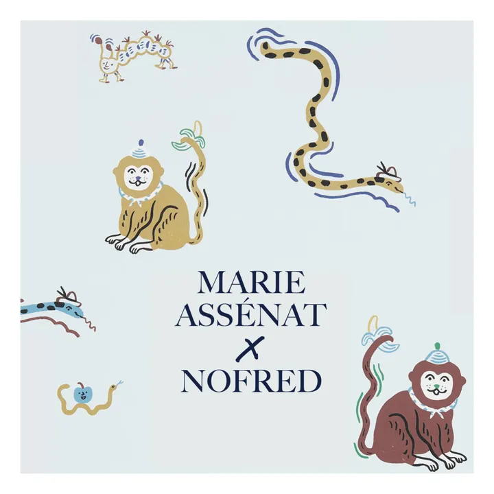 Nofred Papier-peint Monkey Fun - Marie Assénat x Nofred | Bleu ciel