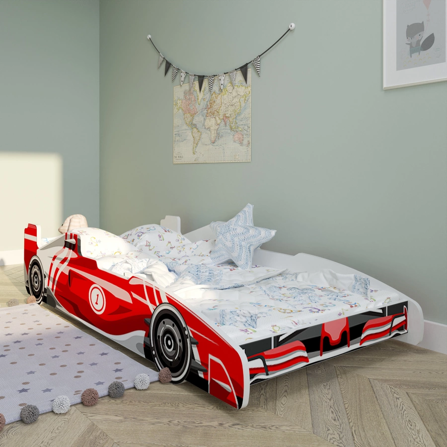 Kids Collective Autobett Kinderbett Jugendbett 80x160 mit Rausfallschutz | Spielbett rot
