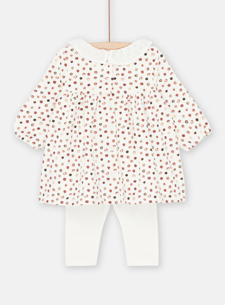 Ensemble robe et legging blanc et marron