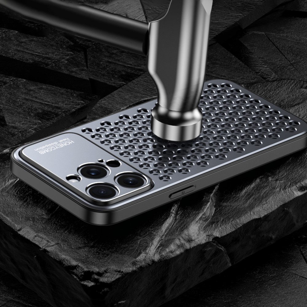 iPhone 15 Pro Max Hybrid Hardcase Hülle im Mac Pro Design mit Kameraschutz - Grau