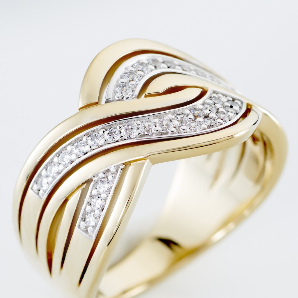 Bague Dareia Plaqué Or Jaune Oxyde De Zirconium Blanc