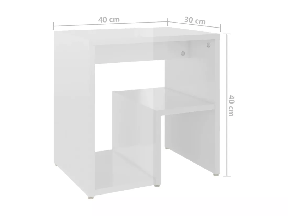 Table de chevet Blanc brillant 40x30x40 cm Aggloméré