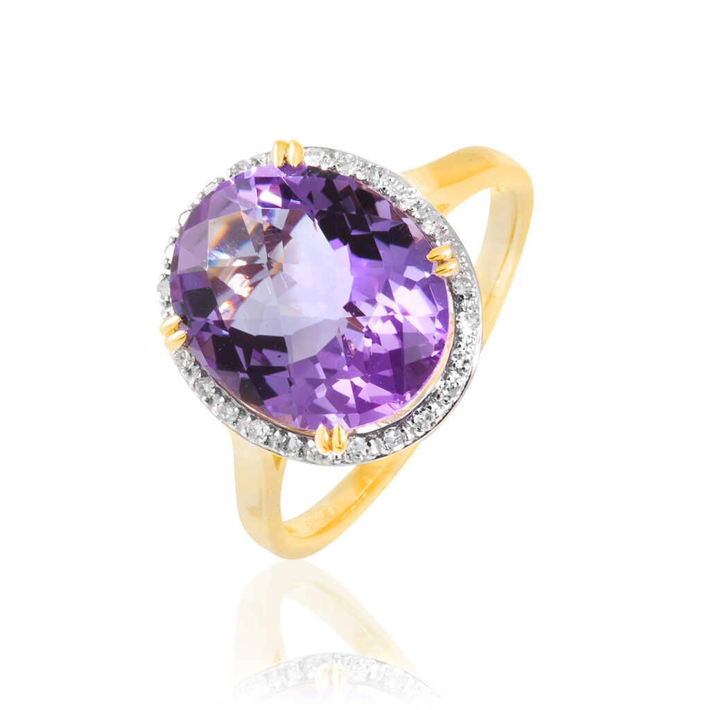 Bague Anna Or Jaune Amethyste Et Diamant