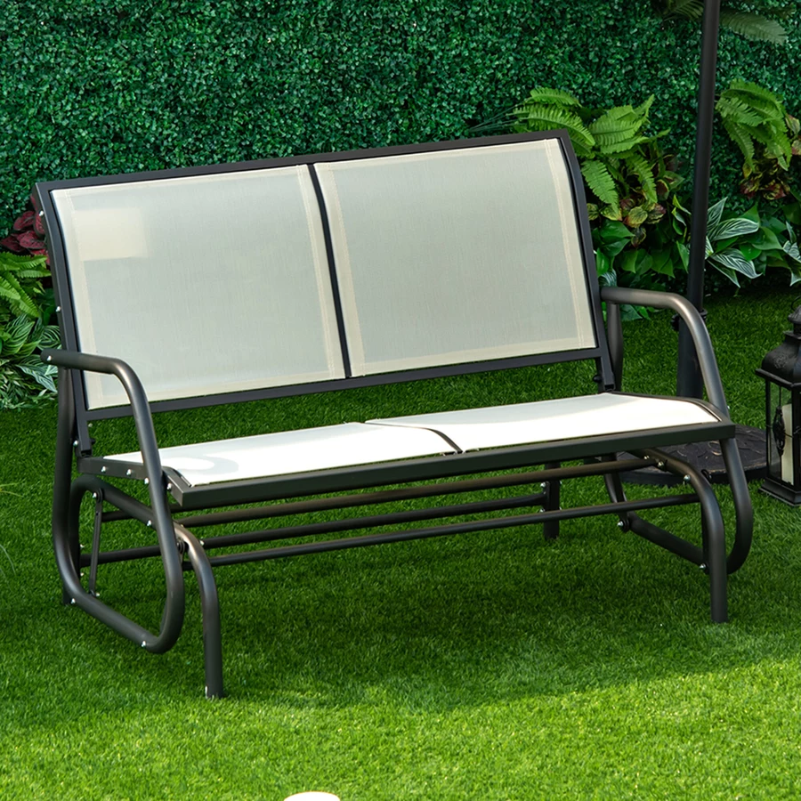 Outsunny Sitzbank mit Schaukelfunktion beige
