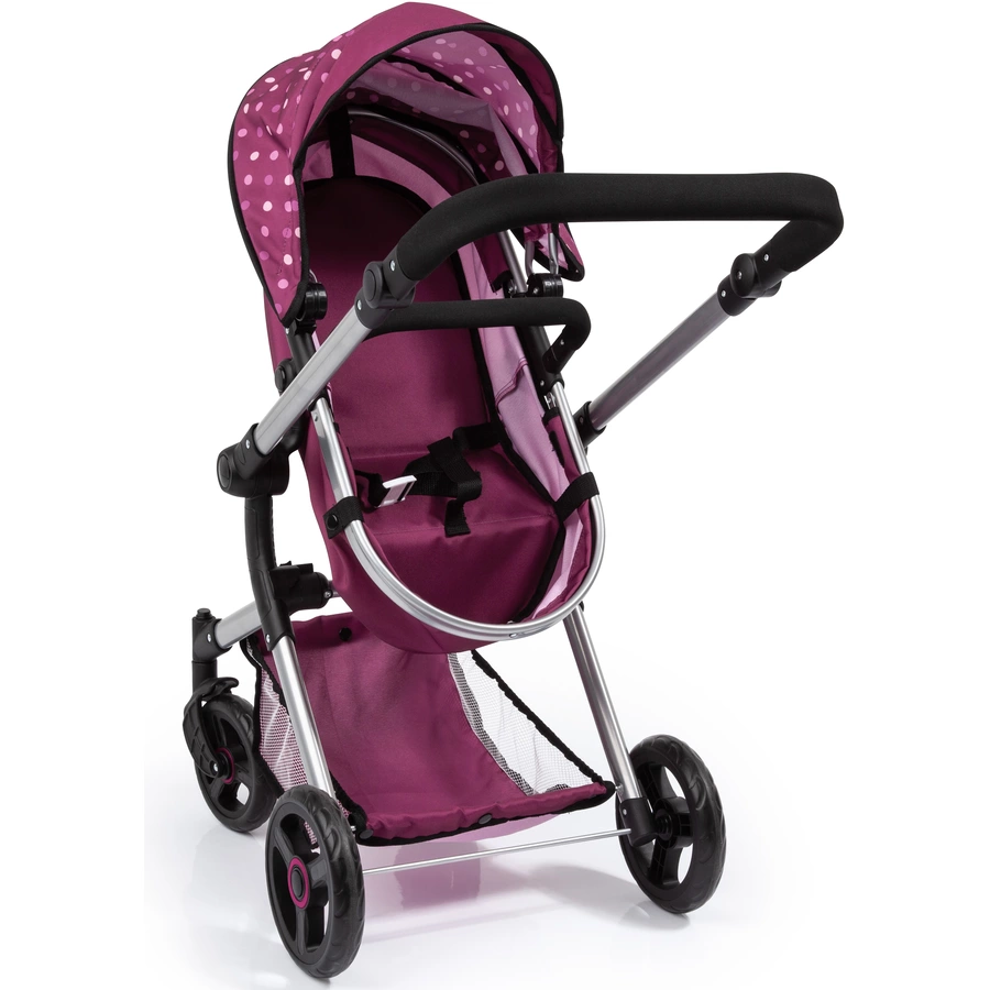 bayer Design Kombi-Puppenwagen Neo Vario bordeaux mit Punkten und Fee