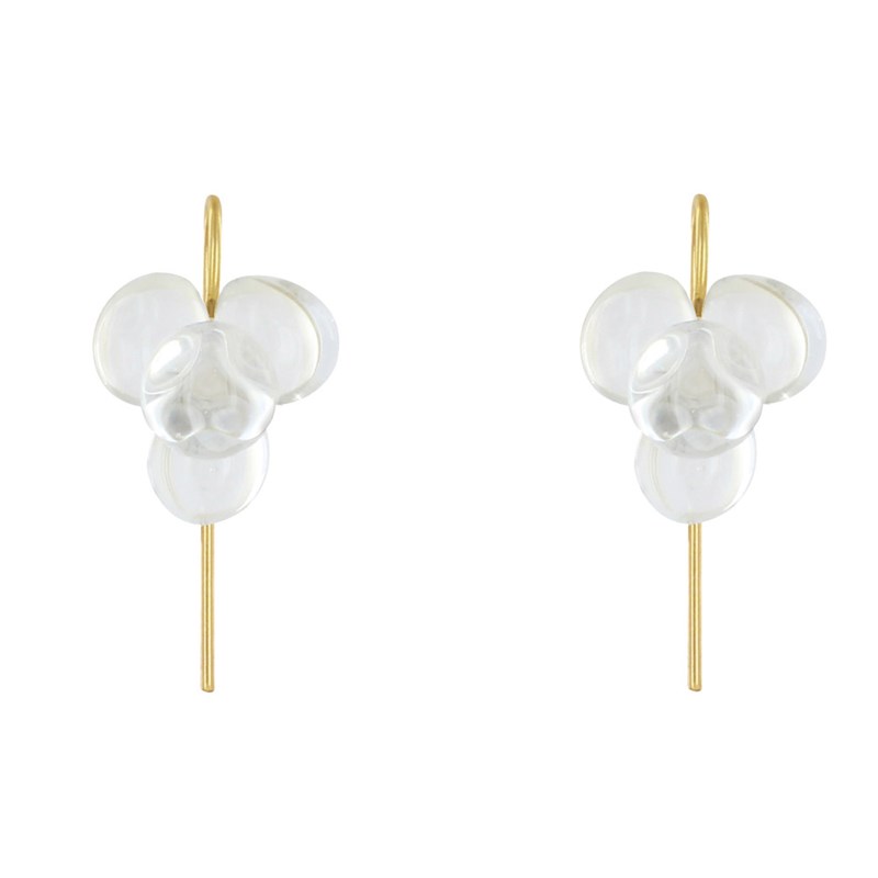 Boucles d'Oreilles Crochet Laiton et Bouquet de Perles de Verre
