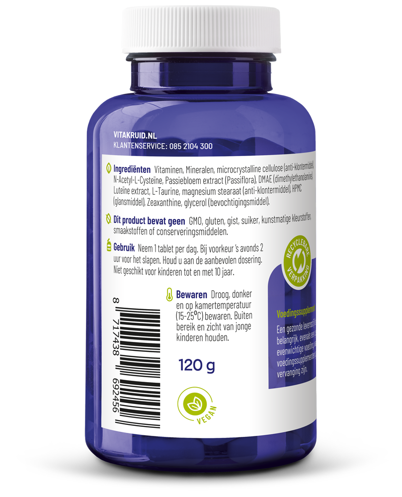 Vitakruid Multi Nacht Vrouw 50+ 100% Vegan (90 tabletten)