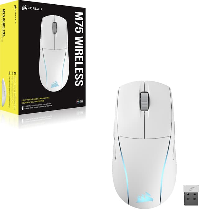 Corsair M75 RGB trådløs gaming-mus (hvid)