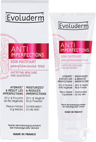 Evoluderm Anti-Imperfections Soin Matifiant Avec Pamplemousse Rose Tube 50ml