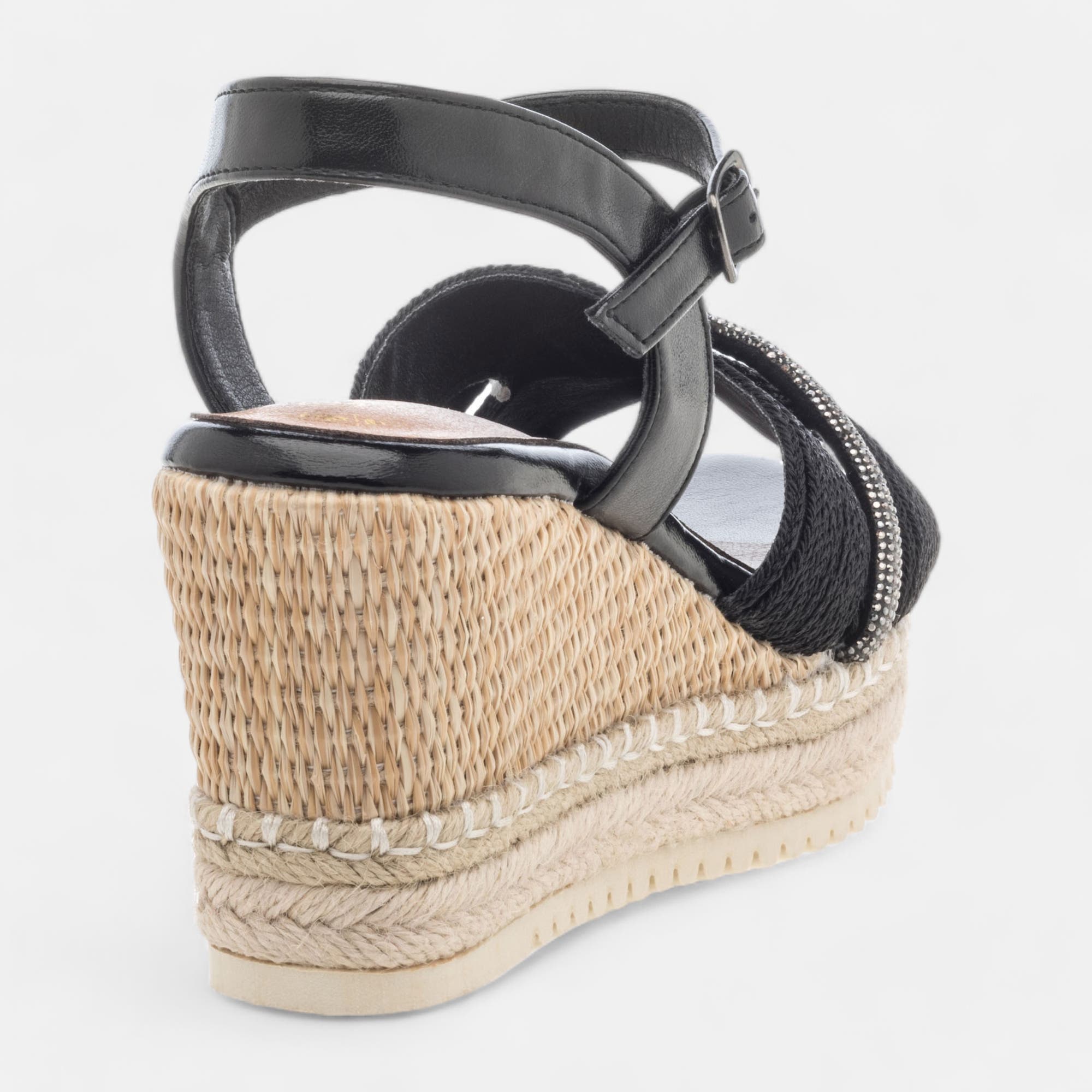 Sandales à talon compensé Femme noir