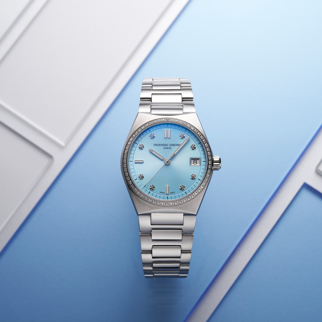 Frederique Constant Highlife Quartz Ladies Diamonds Blau