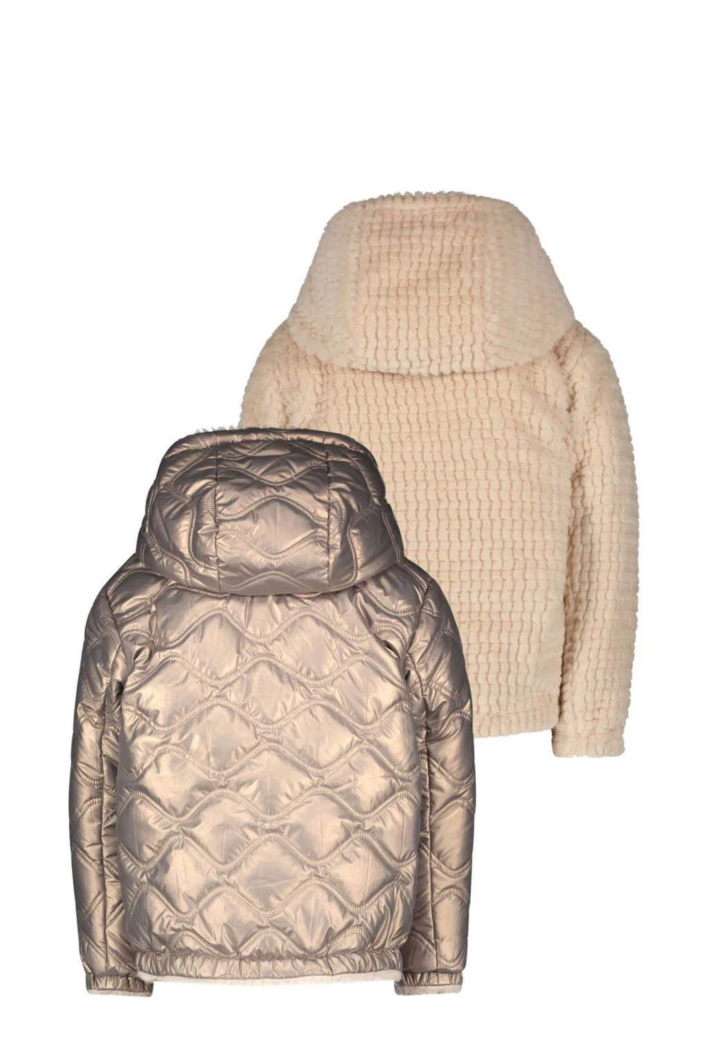 Like Flo metallic reversible gewatteerde winterjas Aimee beige/brons