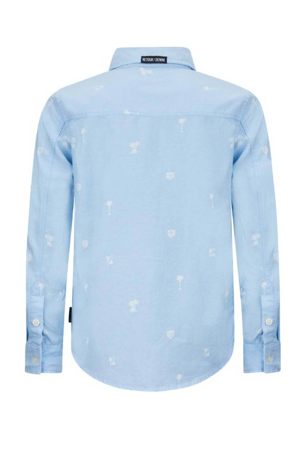 Retour Jeans overhemd Jurgen met all over print lichtblauw