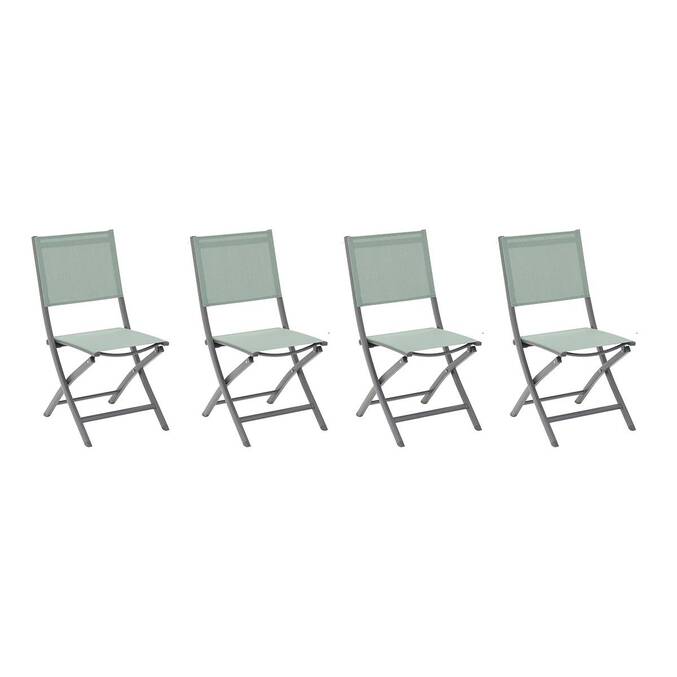 Lot de 4 chaises de jardin pliantes ESSENTIA Vert olive & Graphite